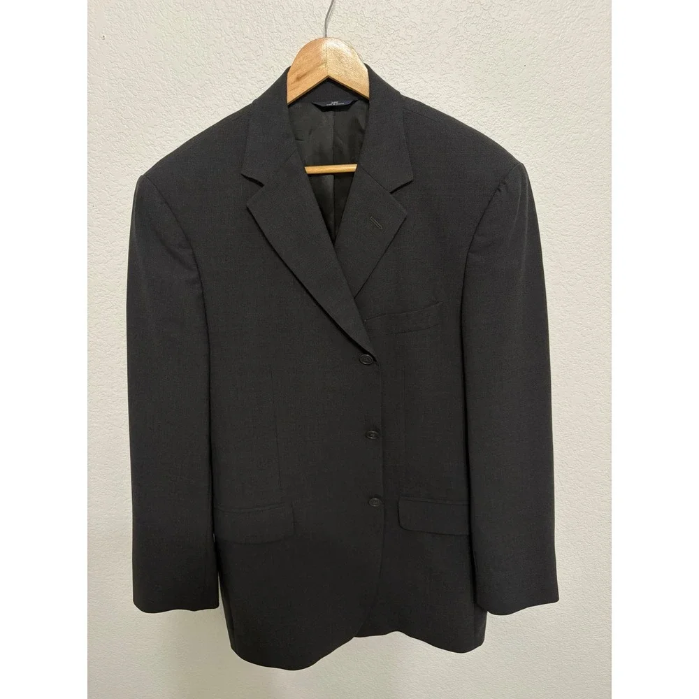 Brooks Brothers 346 Mens 43R Blazer Charcoal Gray Stretch Wool 3 Button SuitCoat